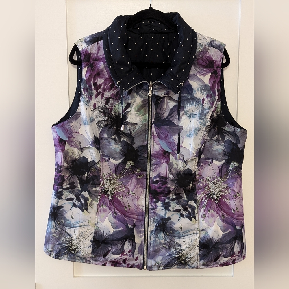Christopher & Banks Reversible Floral & Polkadot Vest